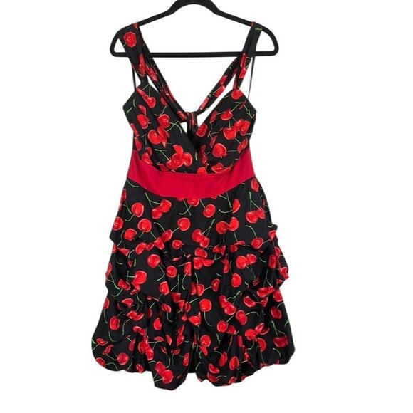 Torrid Dress 12 Black Skater Cherry Retro Pinup Fairy Goth Whimsical Punk - Picture 2 of 16